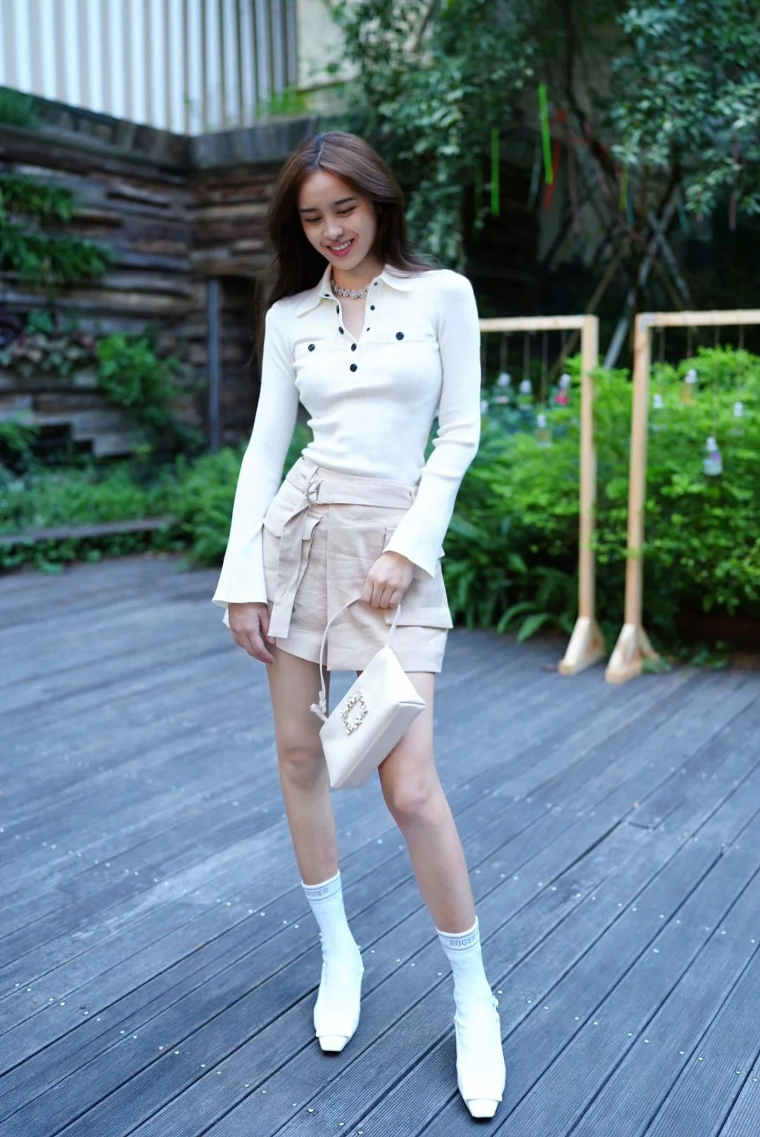 Обувь RV Shoes - Новинка сезона осень/зима 2023 - Ботильоны-носки на высоком каблуке с квадратным носком - Белые