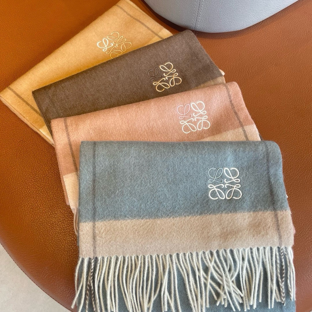 Двусторонний шарф Loewe 2024 - 180-30 - Коричневый