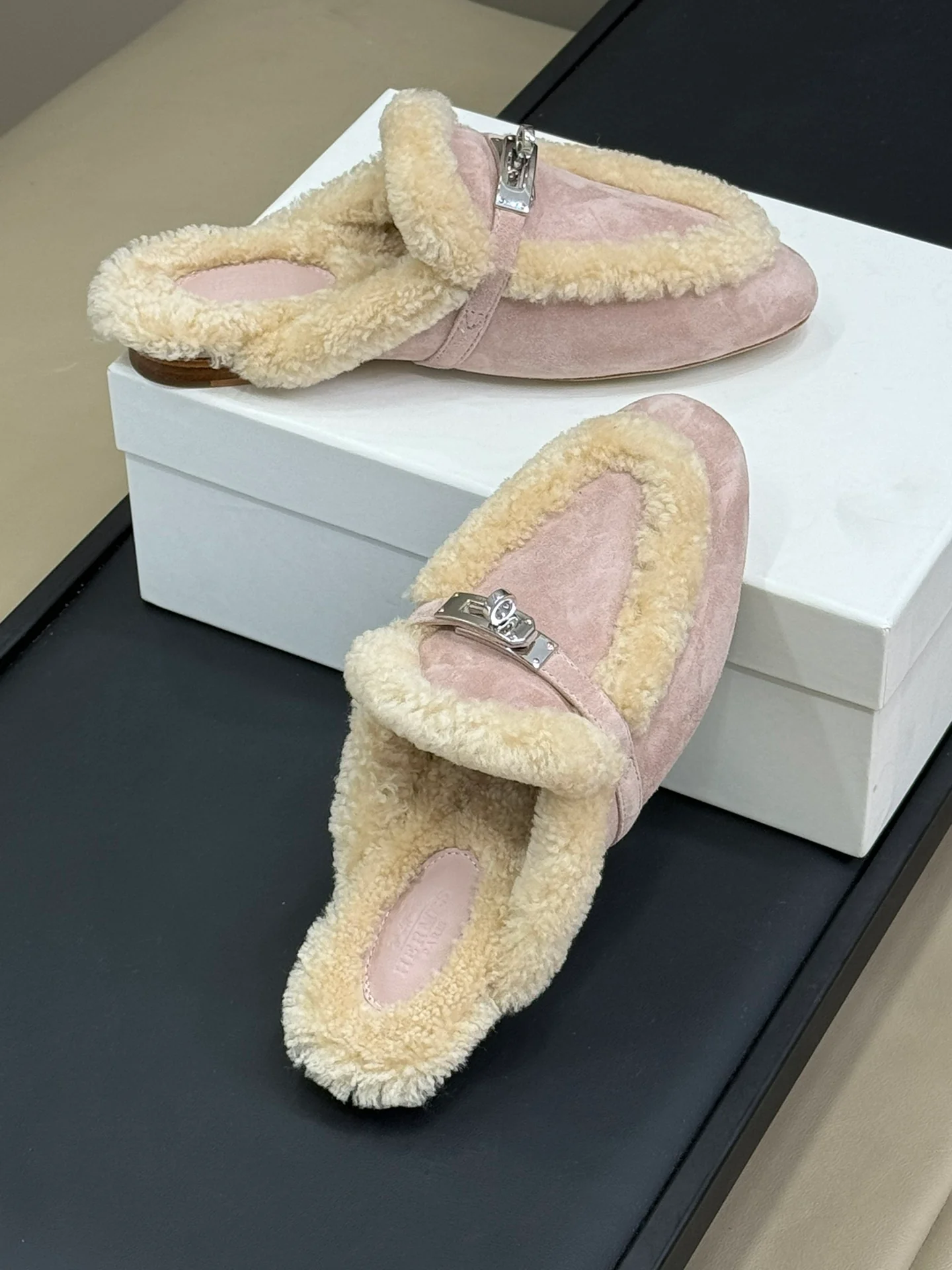 Кашемировые тапочки Hermes 2024 - розовые