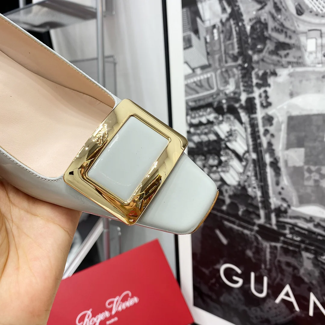 Блочный каблук RV-4-5 см - светло-голубой