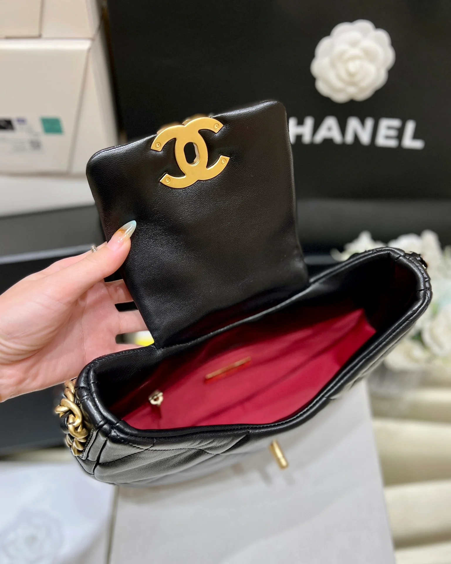 Новая коллекция Chanel ?Ранняя весна? — 24c — 19bag — сумка-хобо под мышкой — черная.