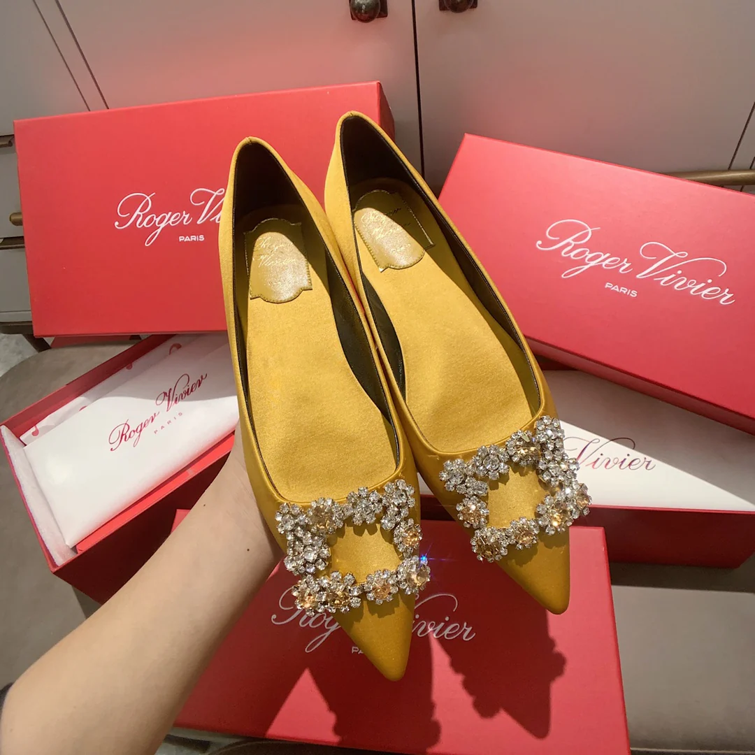 RV - Плоское дно - Шелк с застежками из страз - Желтый