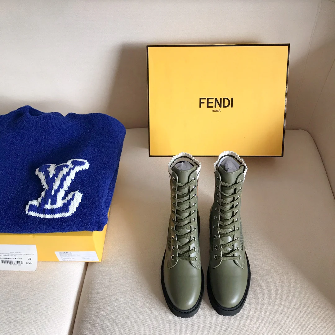 Ботинки-носки Fendi до середины икры - зеленые