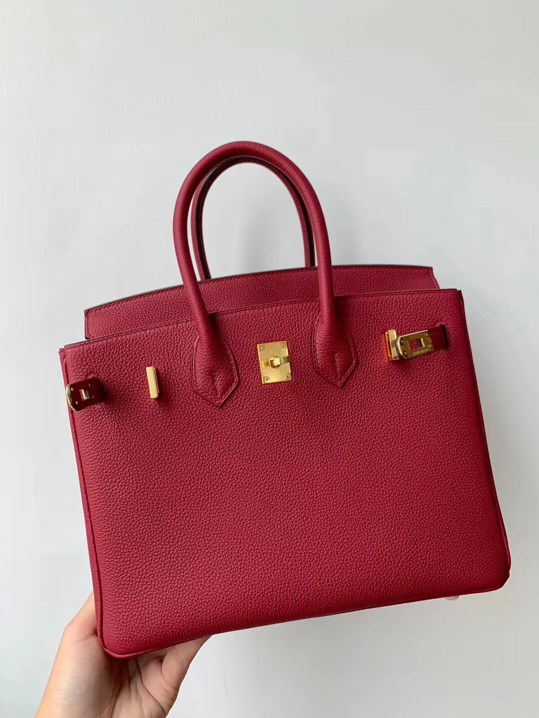 Сумка Hermes Birkin 25 Togo K1 Rouge Grenat (красная с золотой пряжкой)
