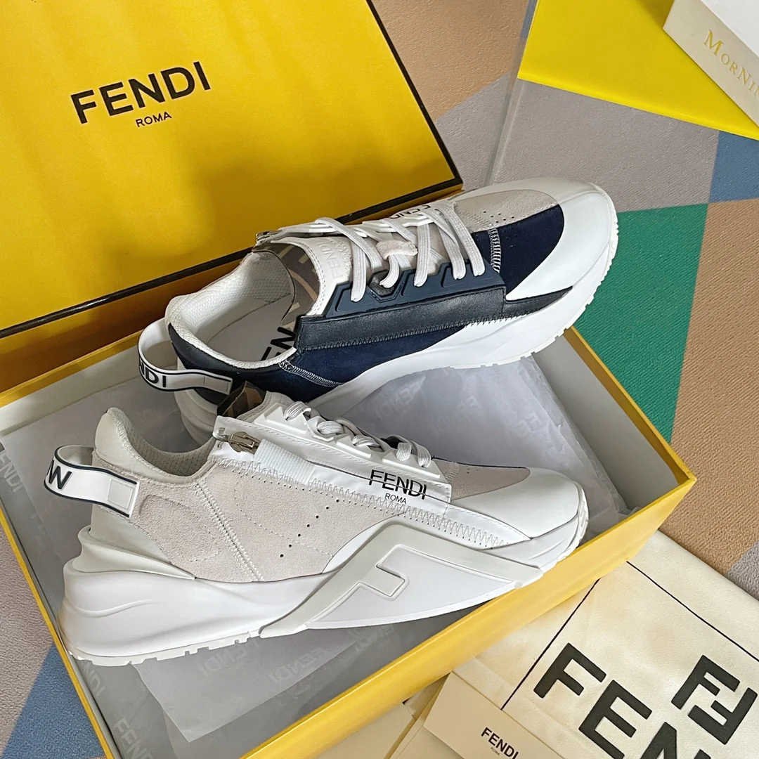 Fendi - Повседневные кроссовки - Бежевые с черным