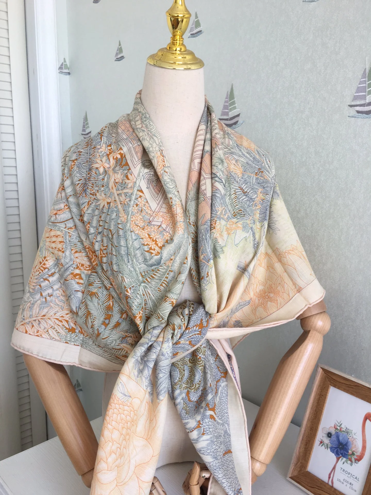 Двусторонний бархатный платок Hermes 140 - 3 шт.