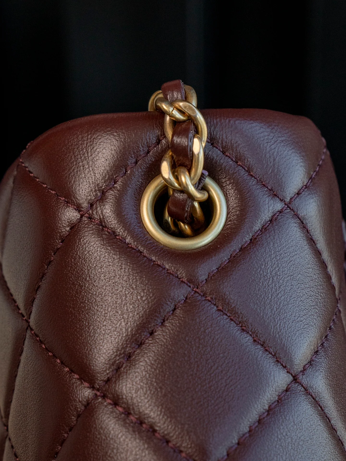 Chanel 24k CF Gold Ball Square Fat Man - Reddish Brown