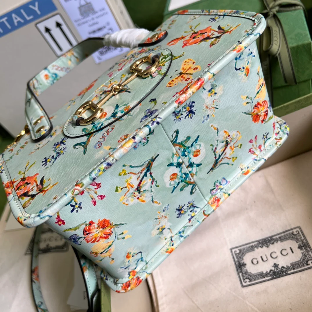 Сумка-тоут Gucci Ophidia Square Retro - 23x16x12 мм - зеленая, из натуральной кожи с принтом.