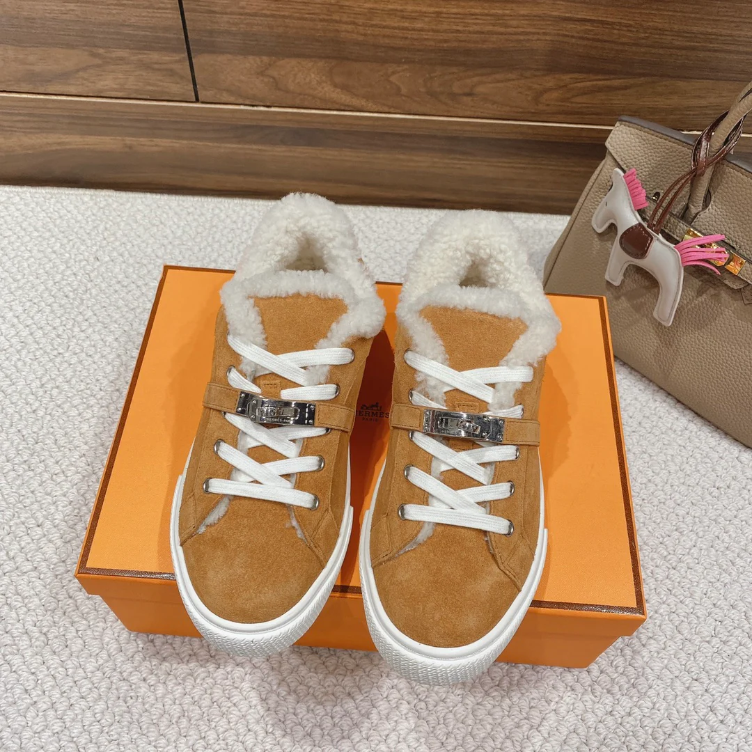 Высокие шерстяные кроссовки Hermes Kelly, низкие кроссовки, унисекс, светло-коричневые
