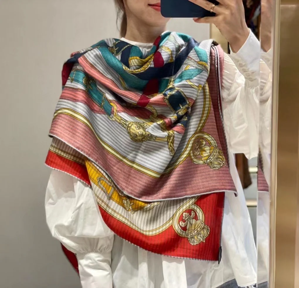 Hermes - Двусторонний шарф с принтом - 1