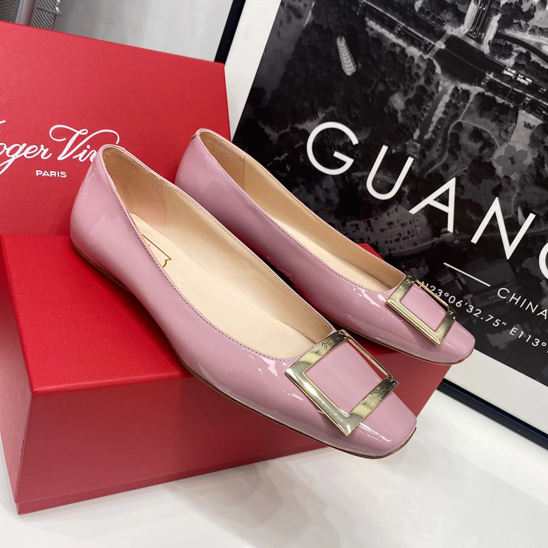 RV-Плоские туфли с квадратным носком, розово-фиолетовые