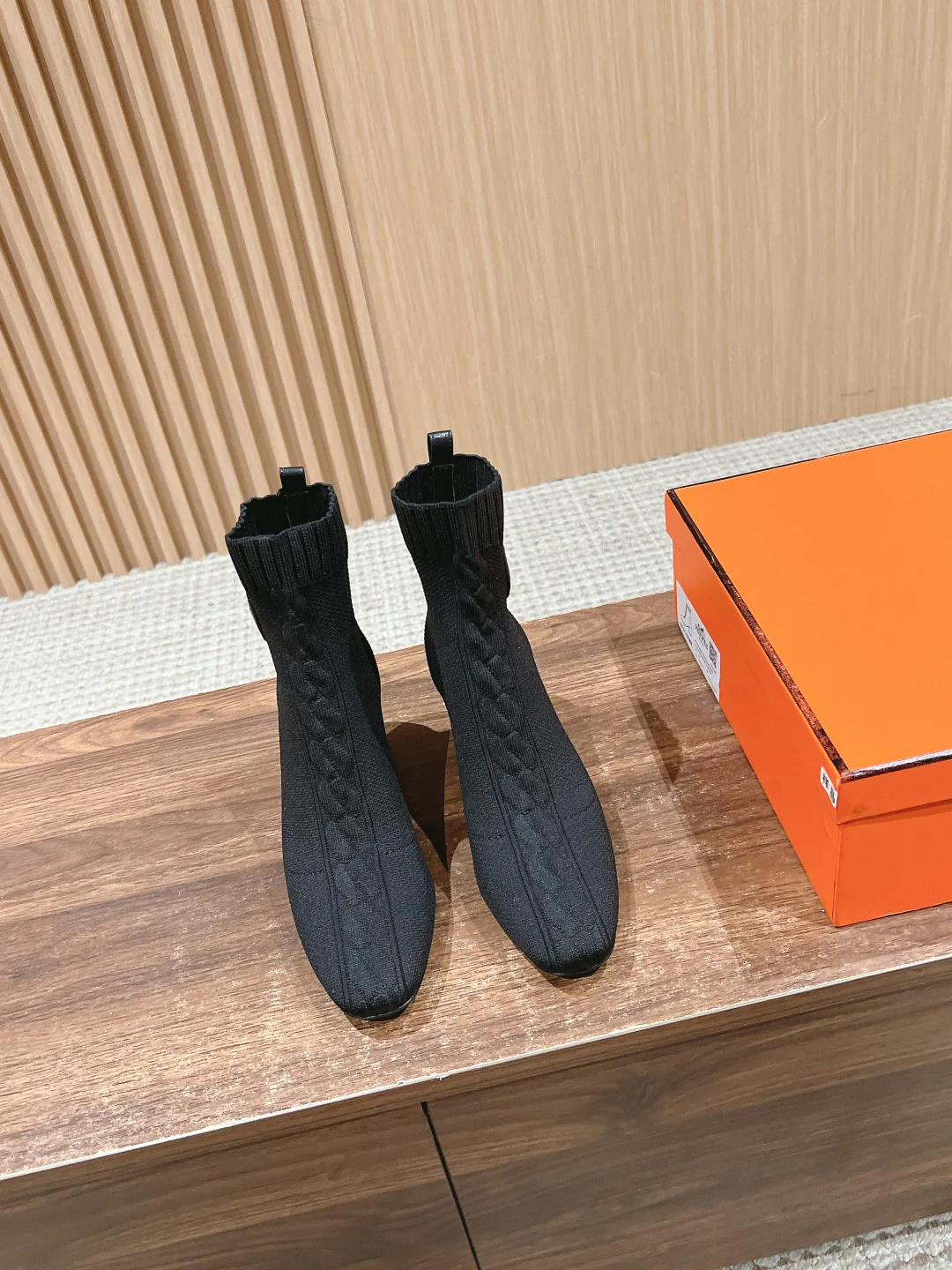 Вязаные ботильоны Hermes 2024 — черные