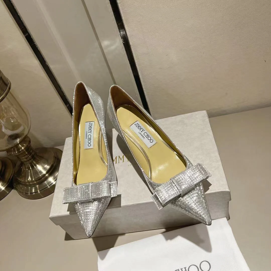 Туфли на высоком каблуке Jimmy Paris Window, изготовленные на заказ, с блестками, высота 6-5 см, серебристые.