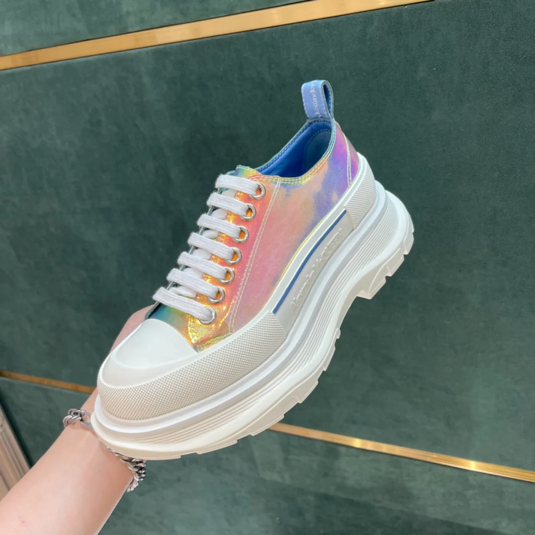 Кед на платформе McQueen из парусины - светоотражающие цвета - парный стиль