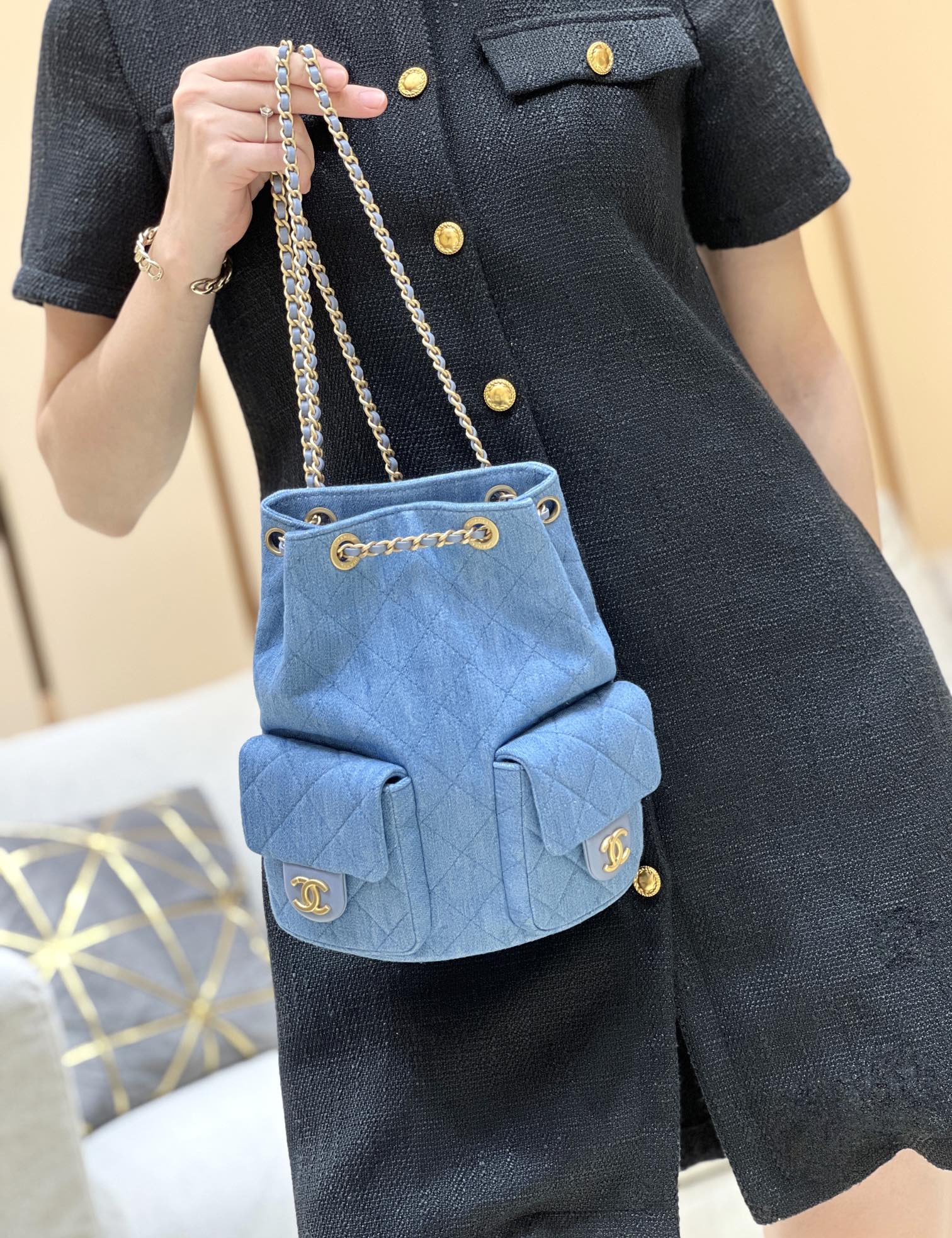 Рюкзак Chanel с двумя карманами - синий