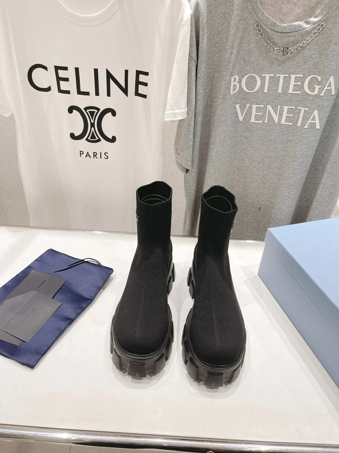 Ботильоны на платформе Prada 2024 — черные