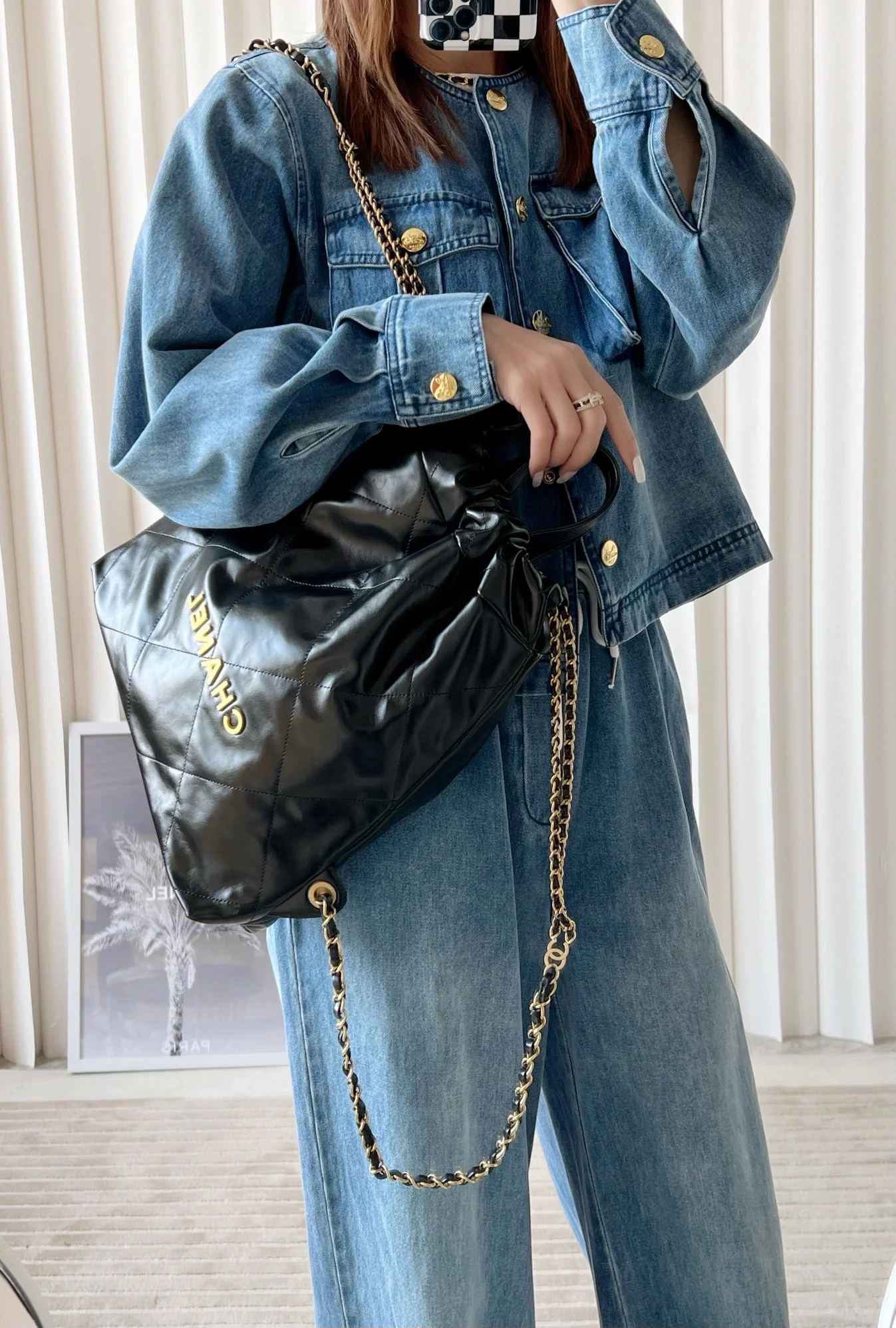 Сумка Chanel - Маленький рюкзак из телячьей кожи - Черный с золотой фурнитурой