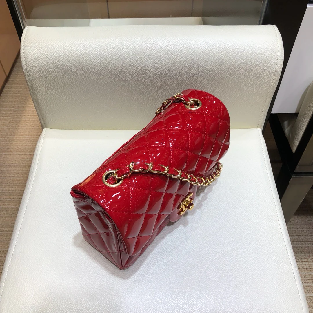 Сумка Chanel CF - лакированная кожа - золотая цепочка - 20 см - 2