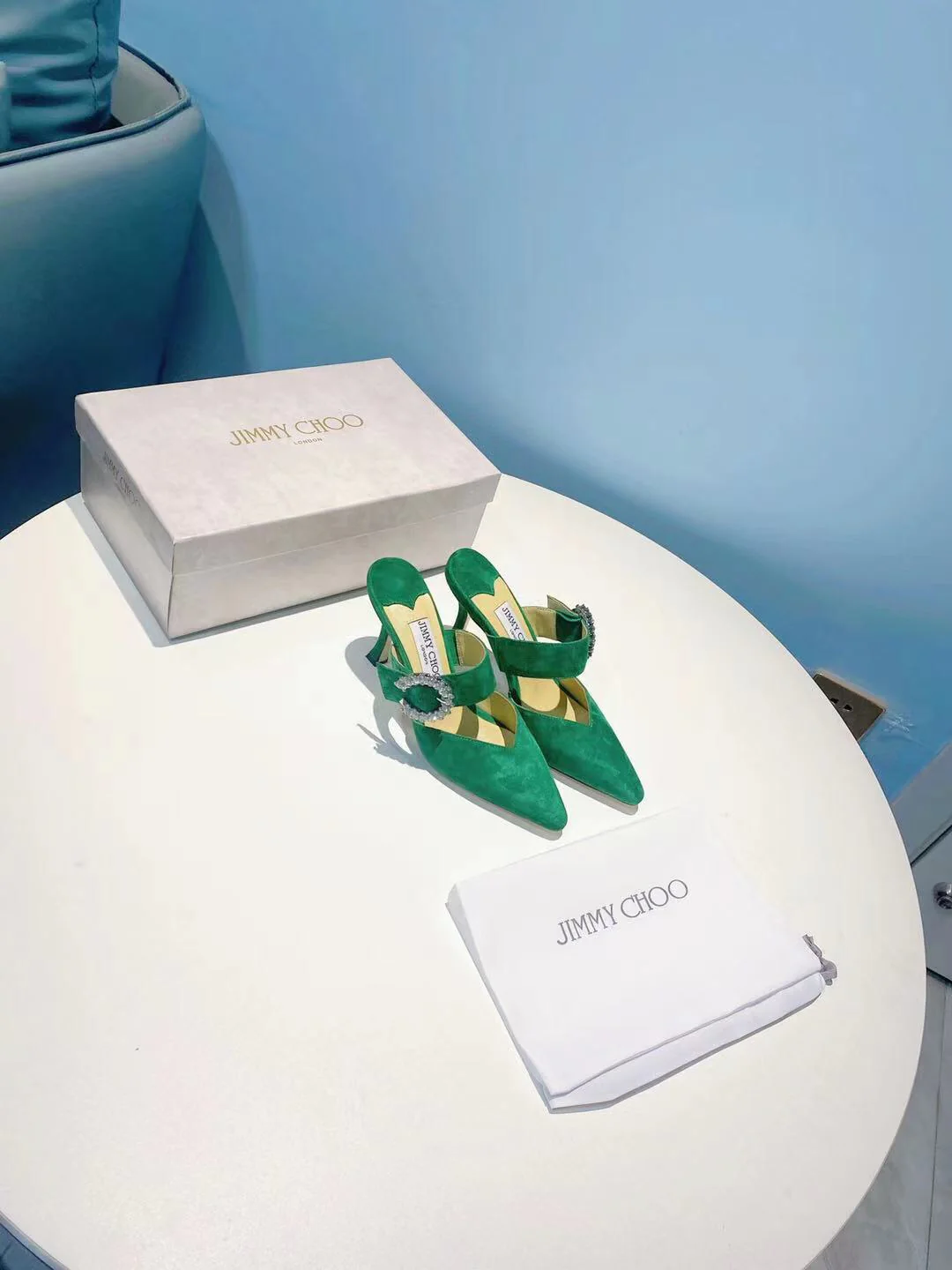 Замшевые босоножки на высоком каблуке Jimmy