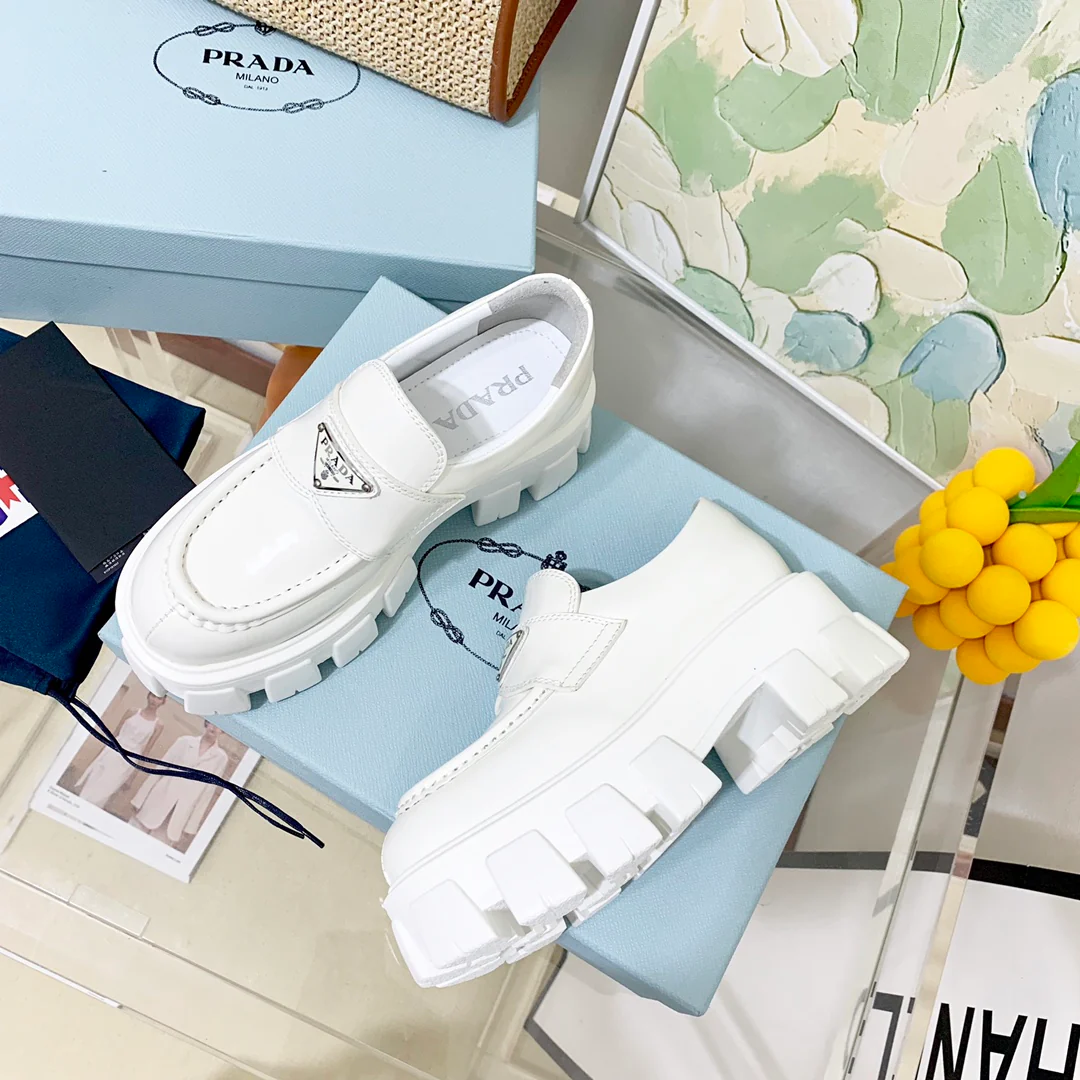 Обувь Prada - Prada Monolith - лоферы на платформе - белые