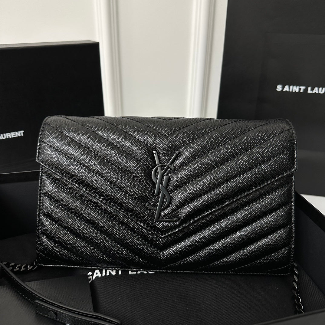 YSL Monogram Caviar WOC - Черный - 22 см