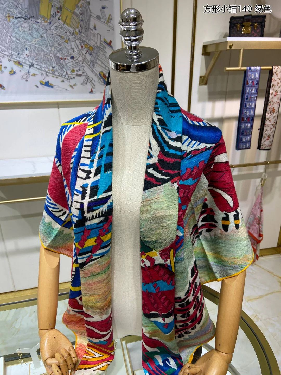 Шарф Hermes Square Kitten Scarf - 140 см - 70% кашемир - 30% шелк