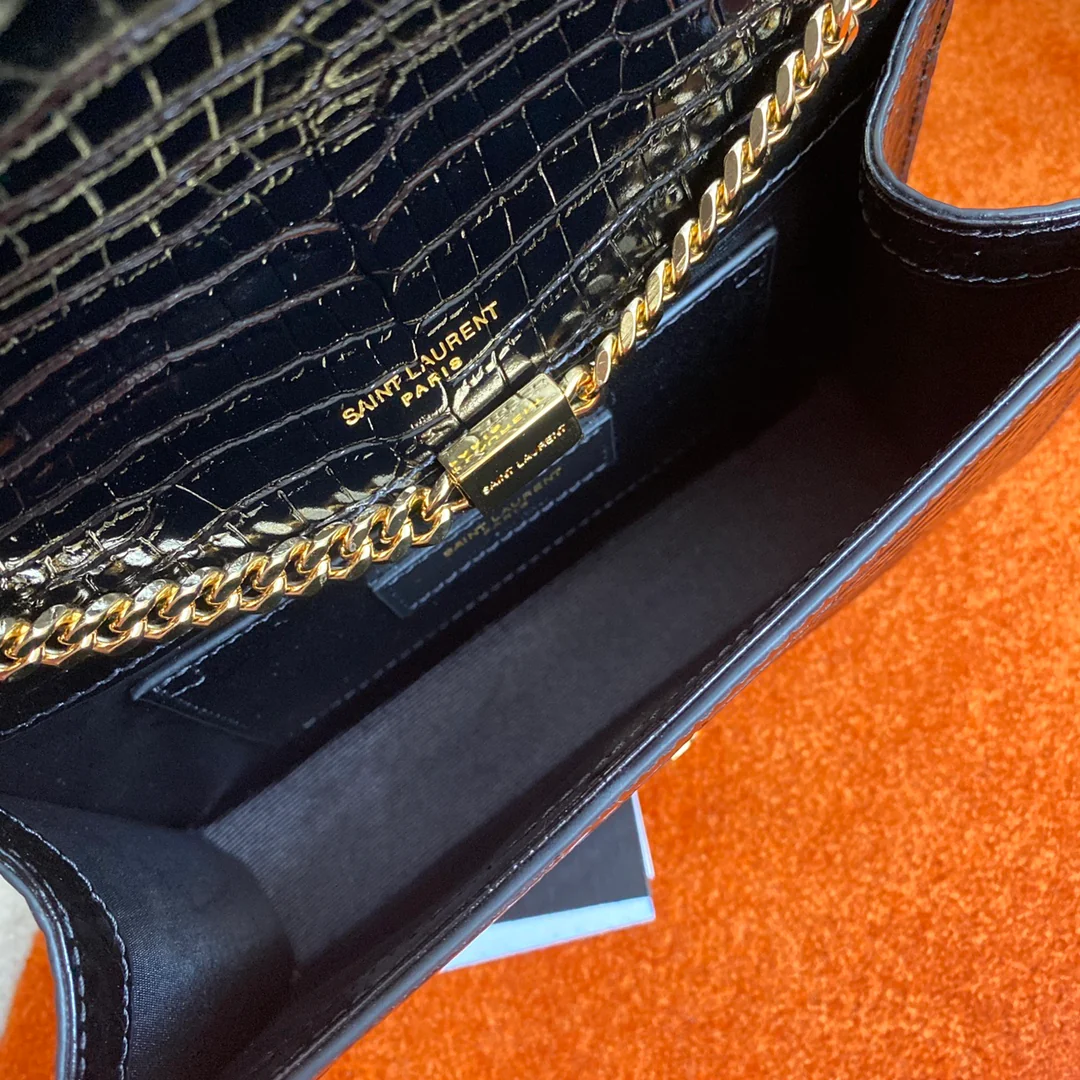 Сумка YSL Kate с цепочкой и крокодиловым принтом - маленькая