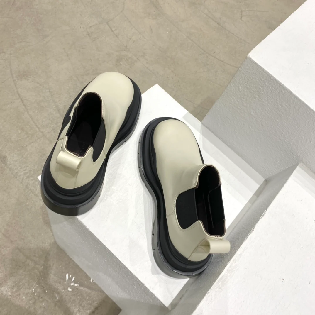 BV-22ss - Британские ретро-ботинки до щиколотки - Унисекс - Бежевые с черной подошвой