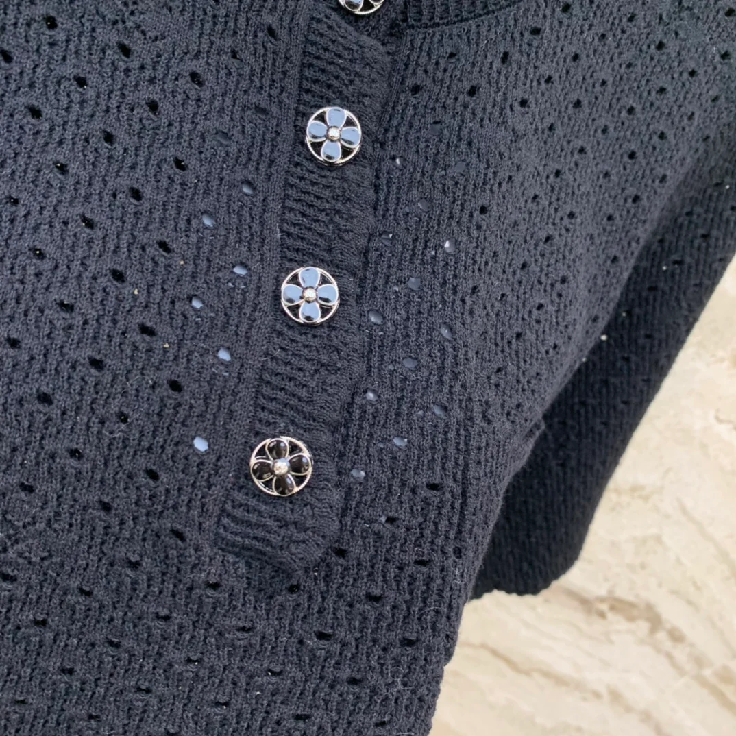 Chanel 2403 - Ажурный вязаный топ - Черный