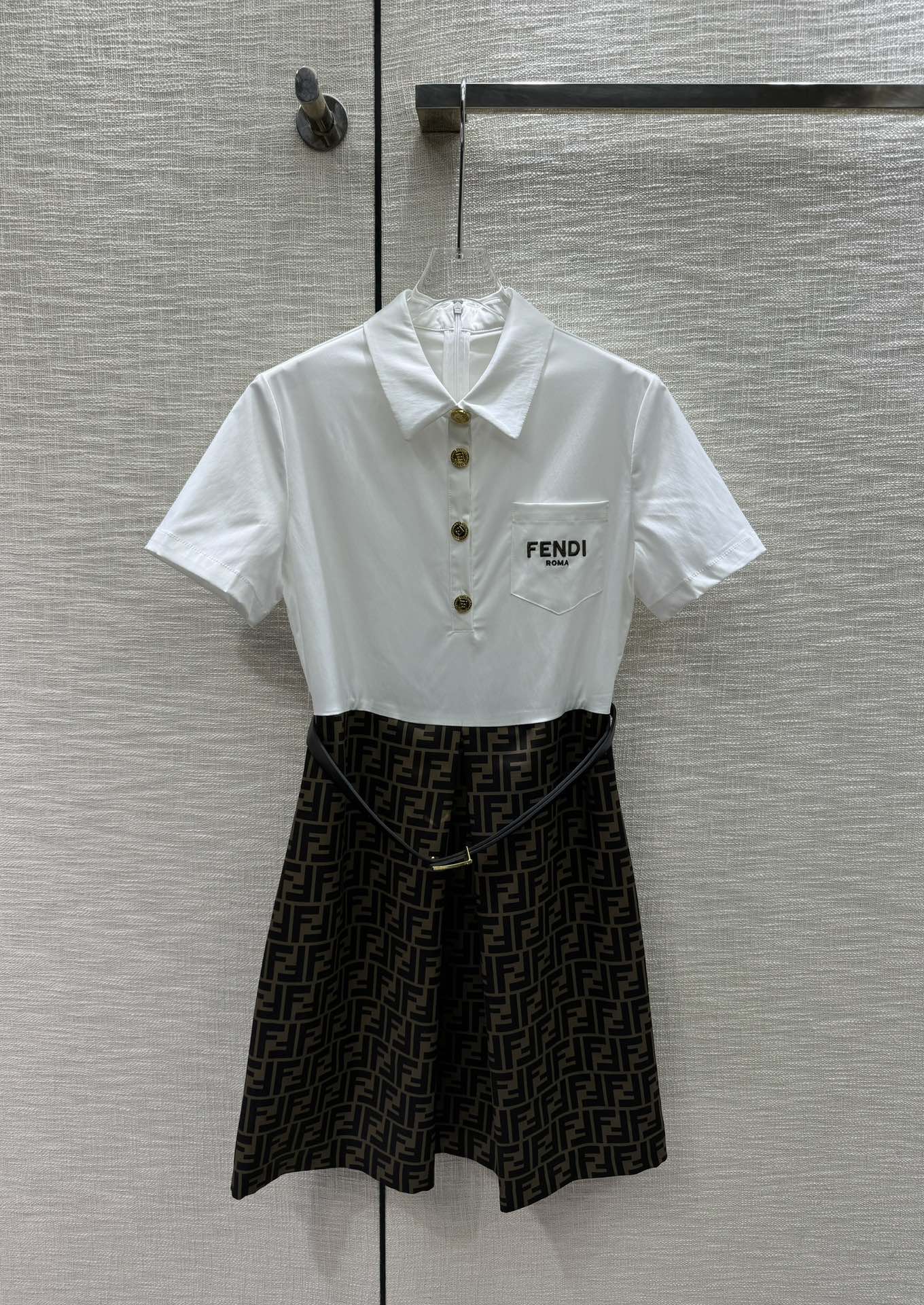 Платье-рубашка Fendi-2403 с двойной F-панелью