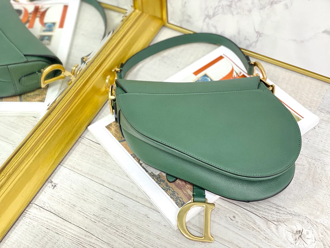 Сумка Dior Saddle Bag - с принтом пальм - большая, темно-зеленая - 25 см