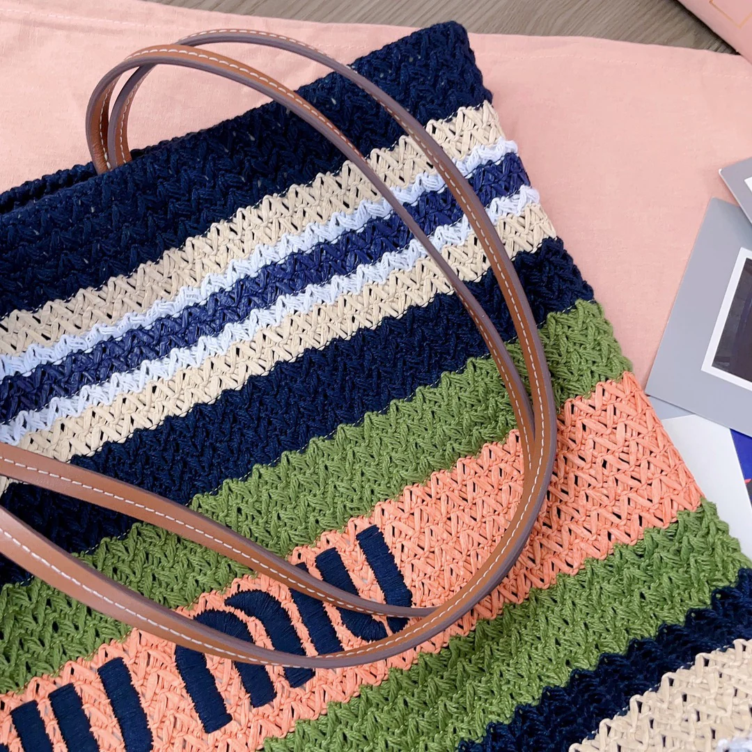 Miu Miu-5bg228 - Сумка-тоут из хлопчатобумажной пряжи, сотканная из соломы-1