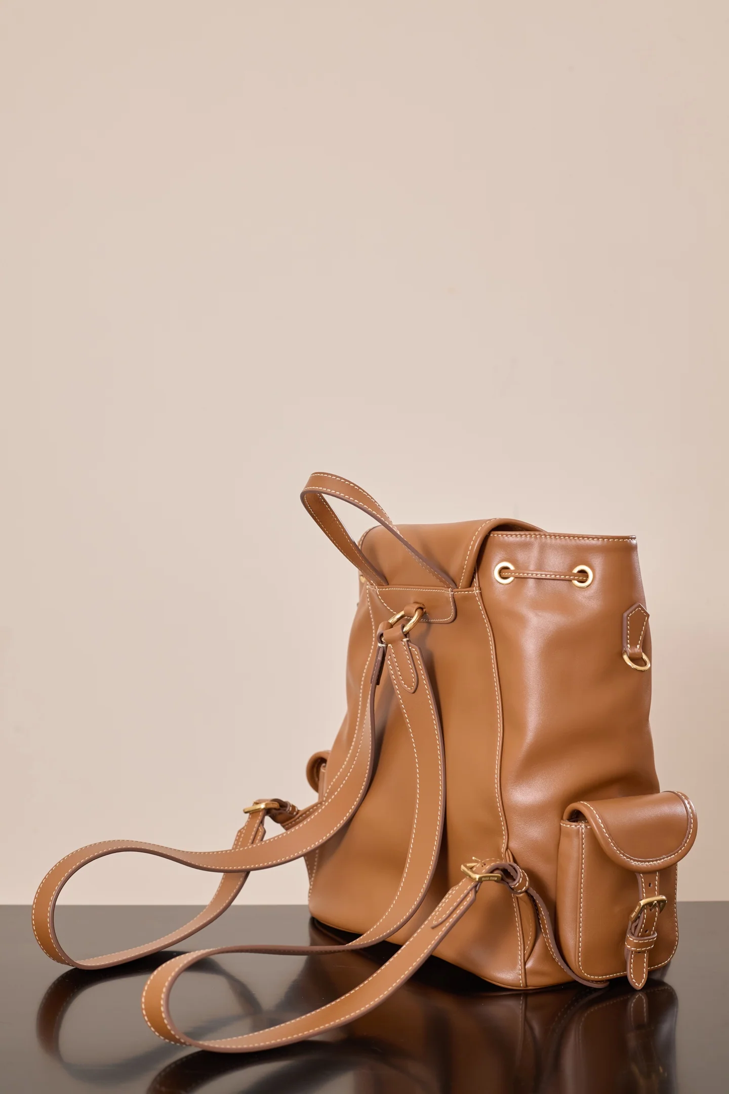 Рюкзак Miu Miu-5bz042m1880 из коровьей кожи - коричневый