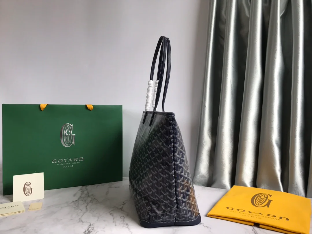 Большая сумка-тоут Goyard на молнии - темно-синяя