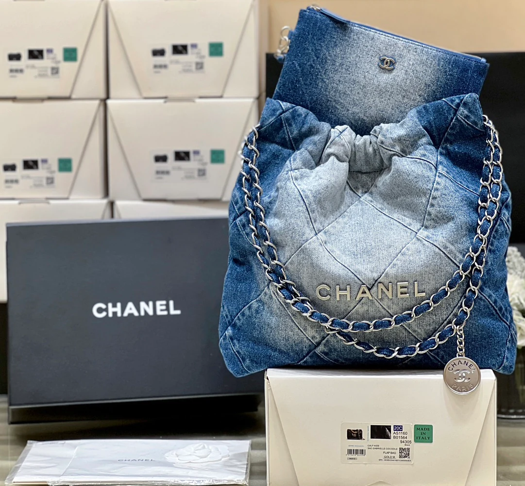 Сумка Chanel 24s 22 Series Color Block Denim Bag - средний размер