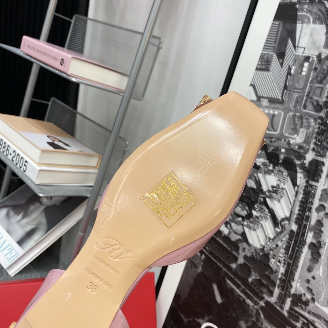 RV-Плоская подошва, полый квадратный носок, розовый и фиолетовый