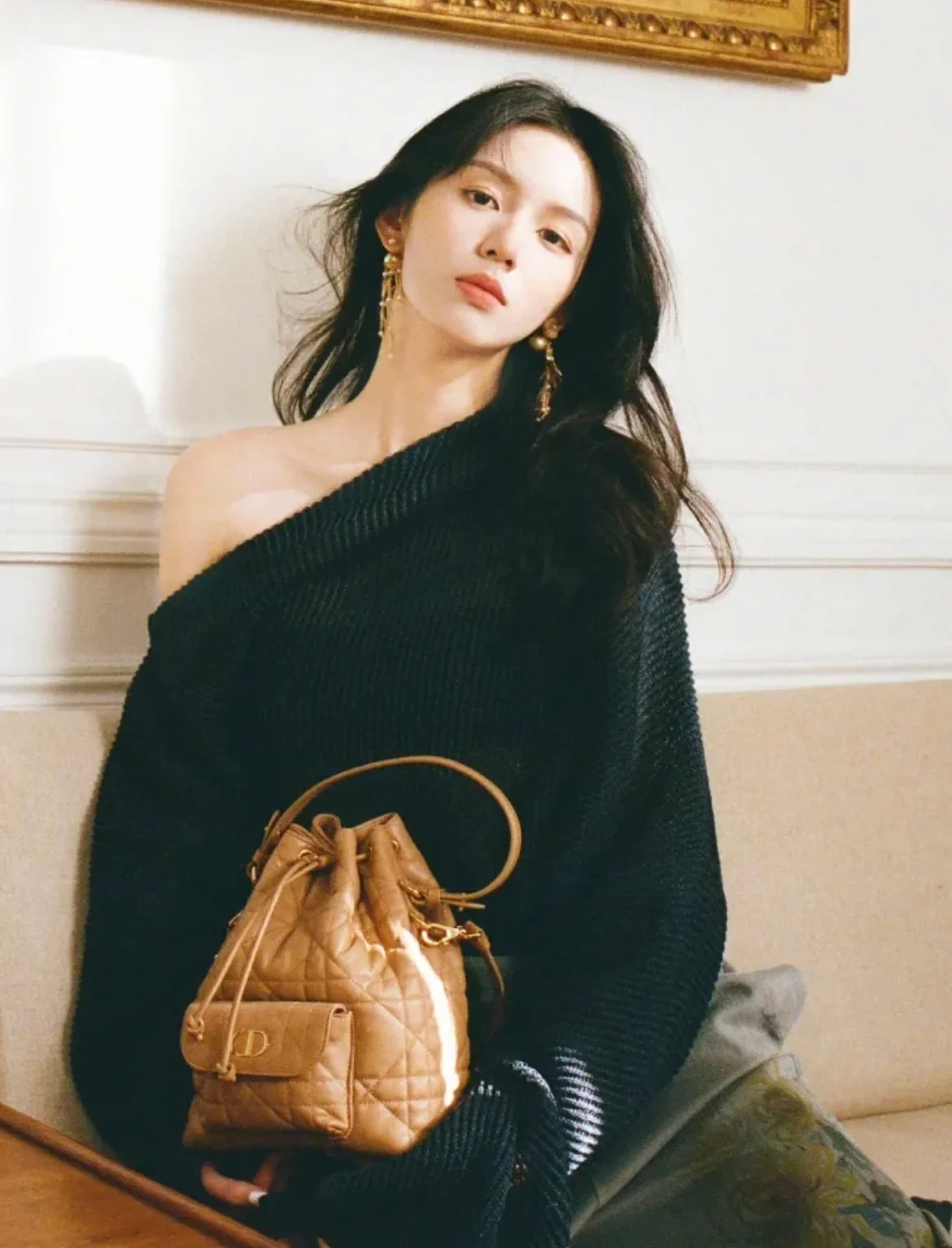 Сумка-ведро Dior Caro - коричневая