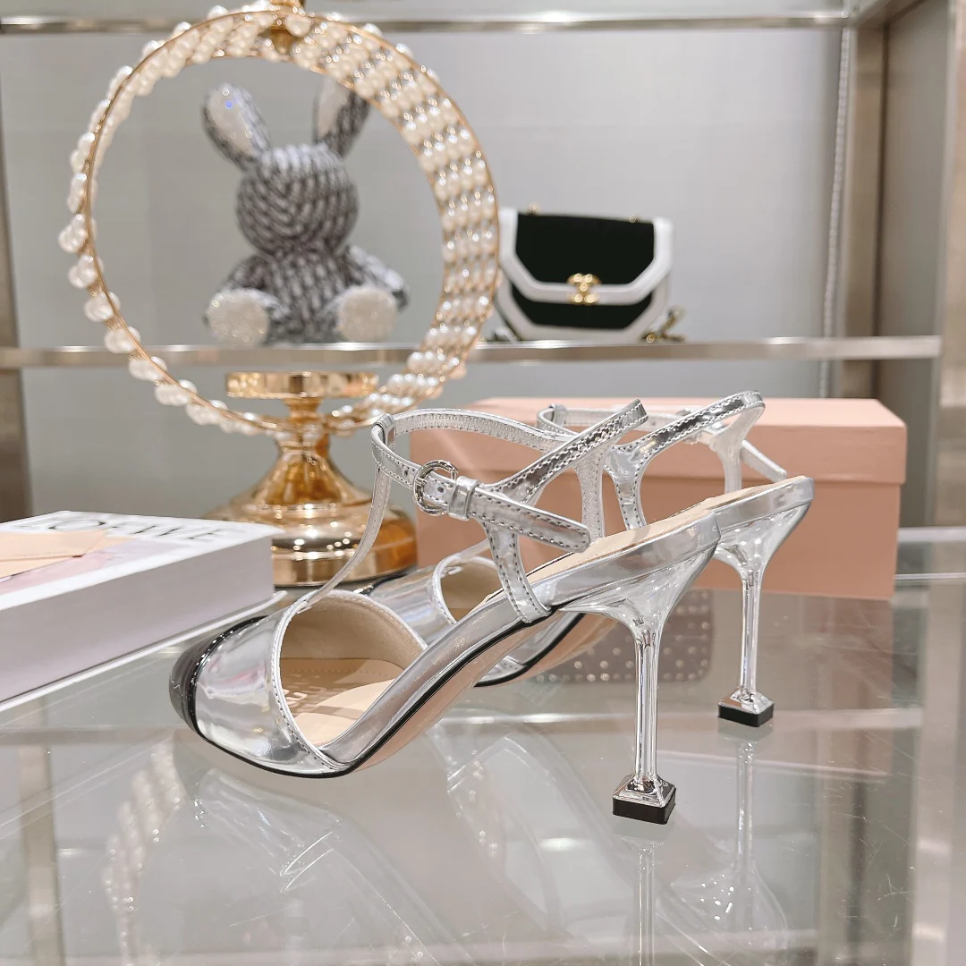 Miu Miu - Босоножки на шпильке с круглым носком