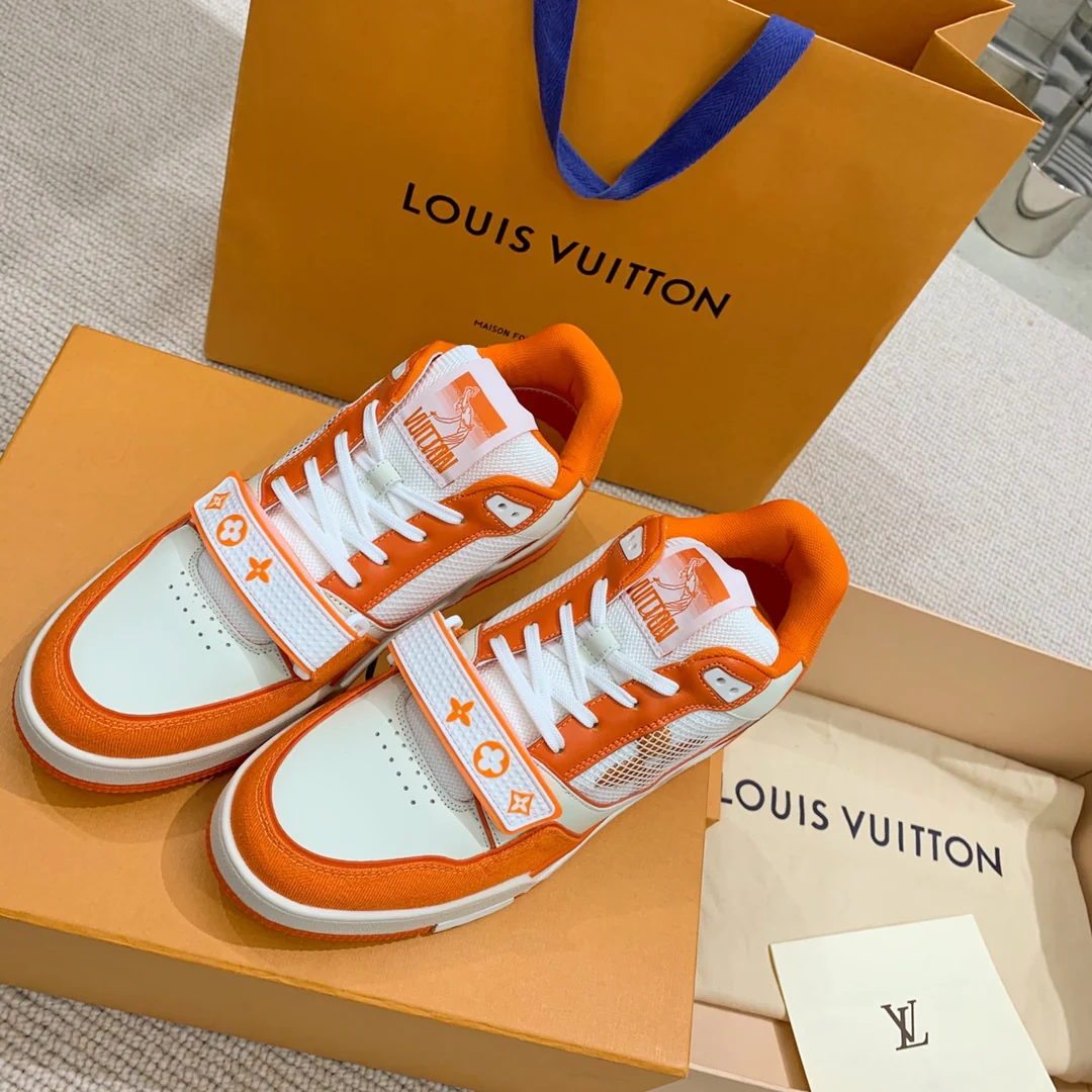 Кроссовки LV Trainer Series - Джинсовые на липучках - Спортивная обувь - Унисекс - Оранжевые
