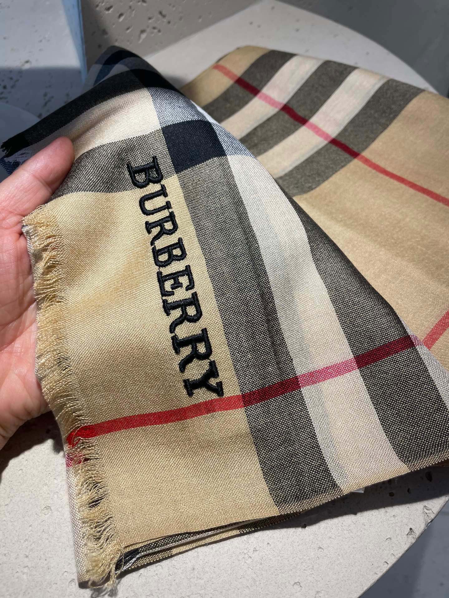 Классический клетчатый шарф Burberry с буквами - 80-190 см - Кашемир Кашмир Хайленд