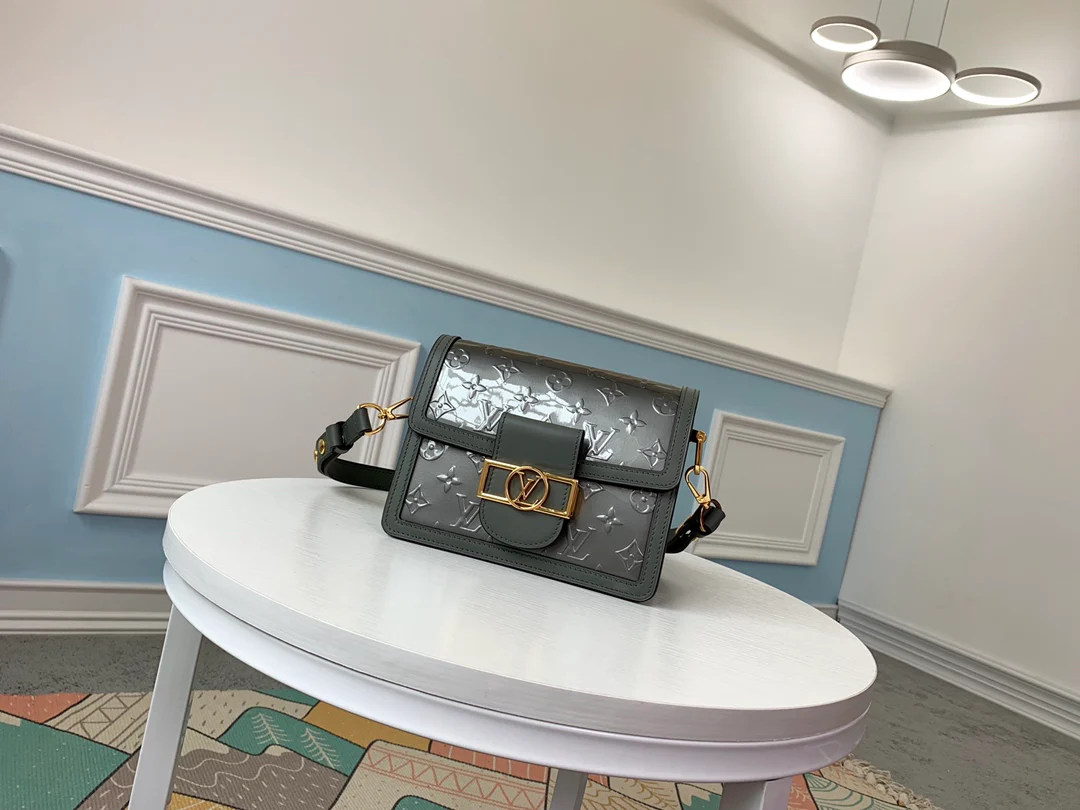 m44580-LV-2019-dauphine сумка-мессенджер из кожи с узором, серебристо-серая, маленькая