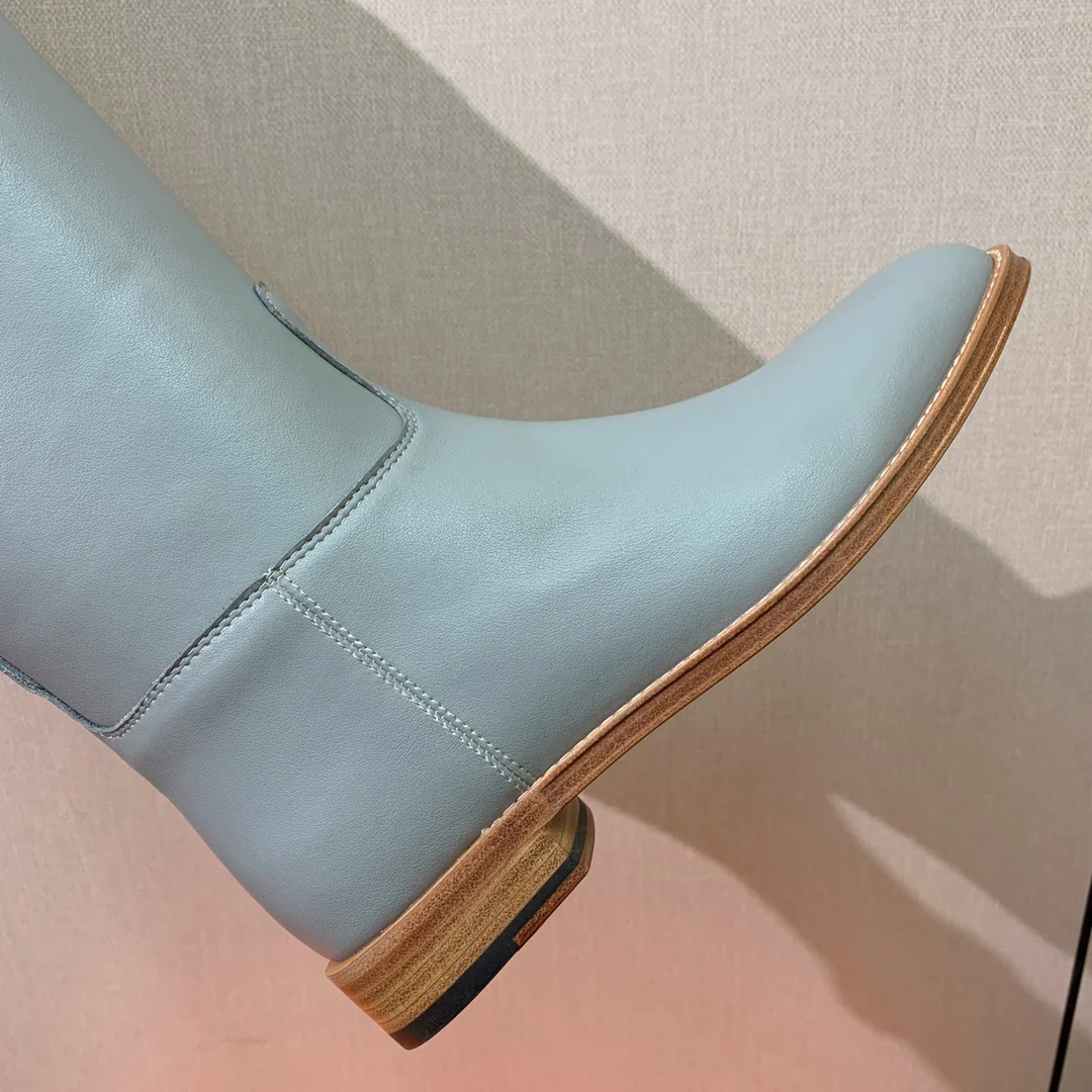 Сапоги для верховой езды Hermes Kelly с пряжкой - светло-голубые