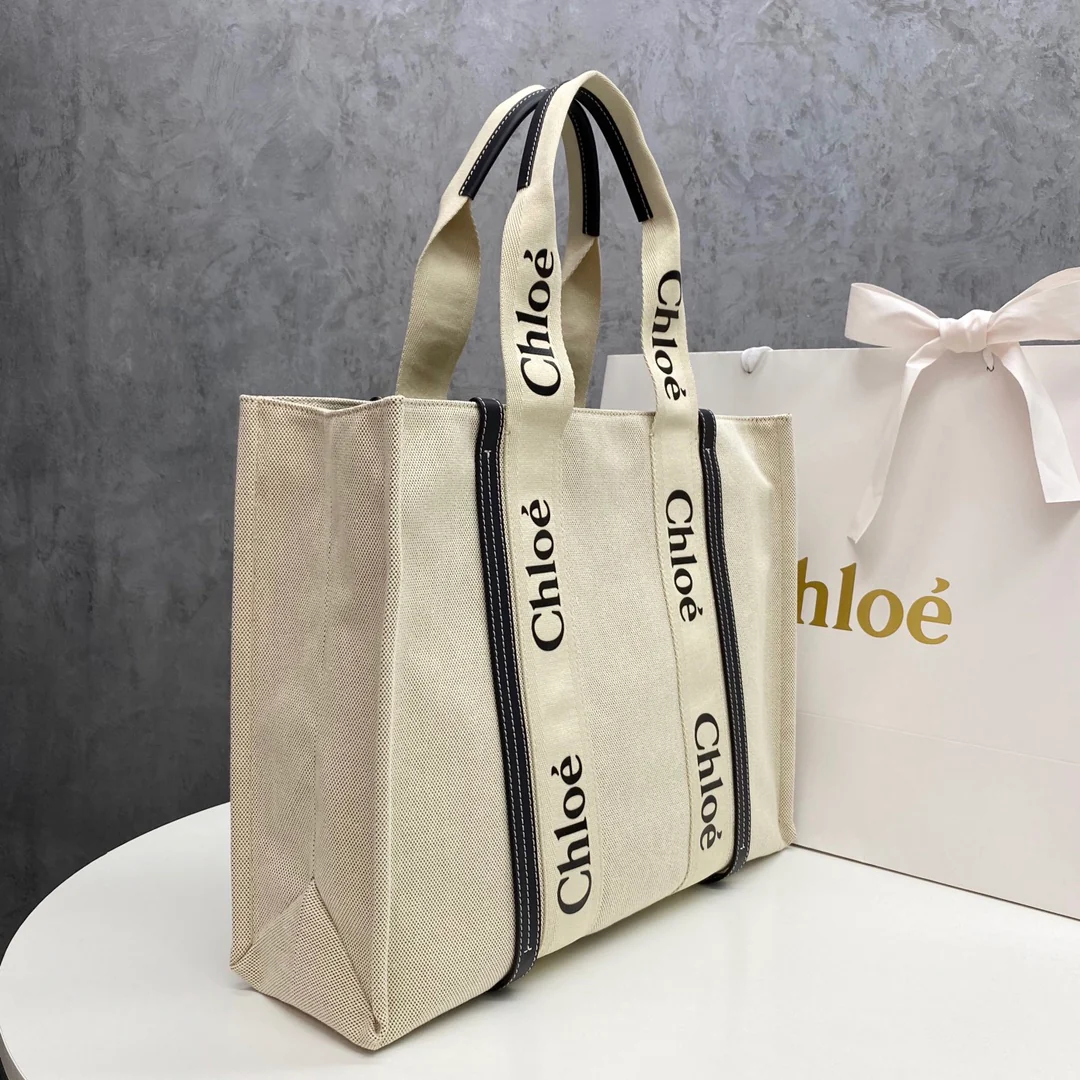 Сумка-тоут Chloe Woody - Большая - Черно-синяя