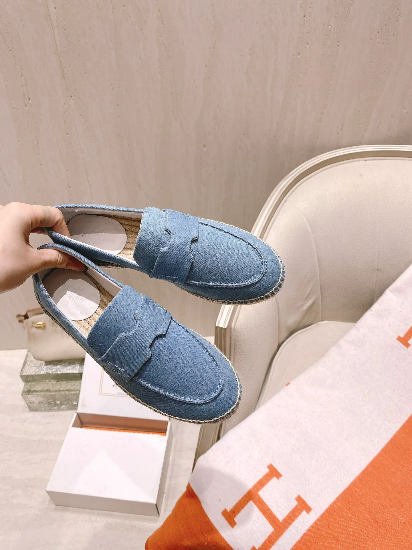 Эспадрильи Hermes Trip - синие