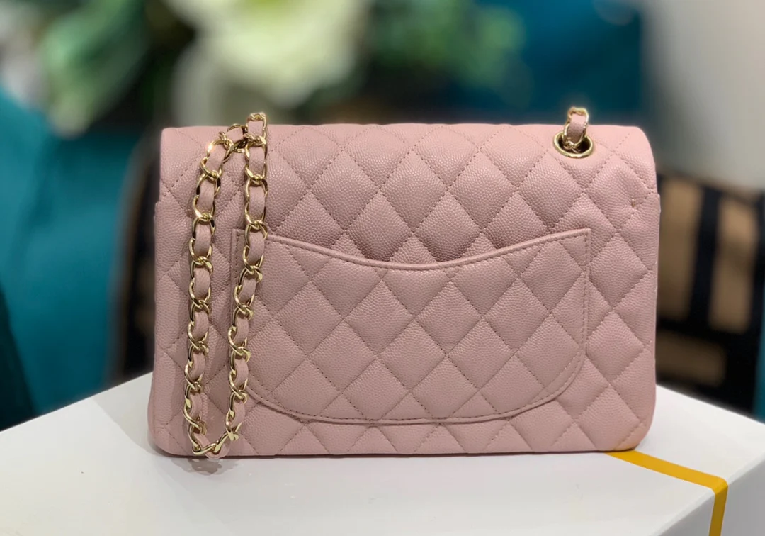 Chanel - Маленькая сумка из коричневой кожи - CF - Розовая - 23 см