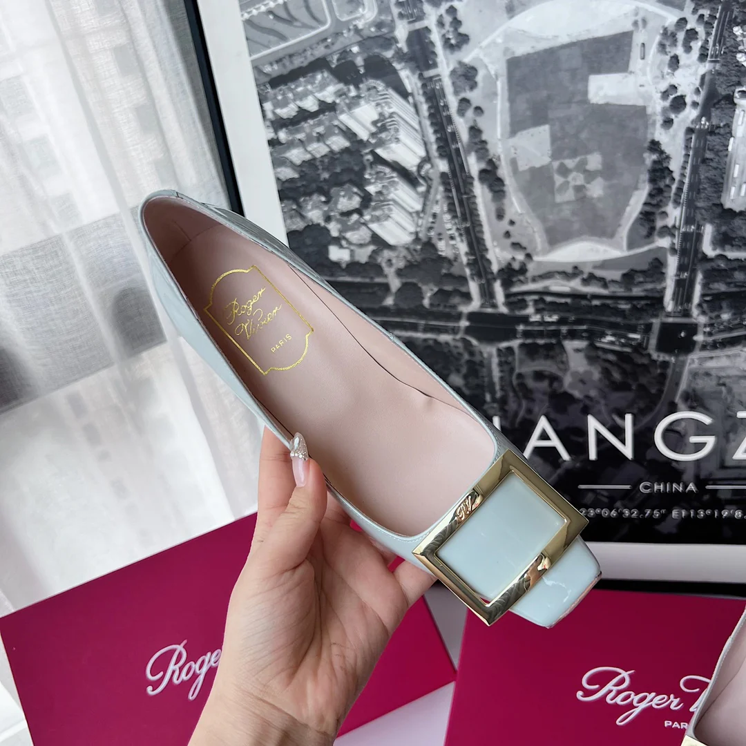 Туфли RV - классические туфли на высоком каблуке - 7-5 см - серо-голубые