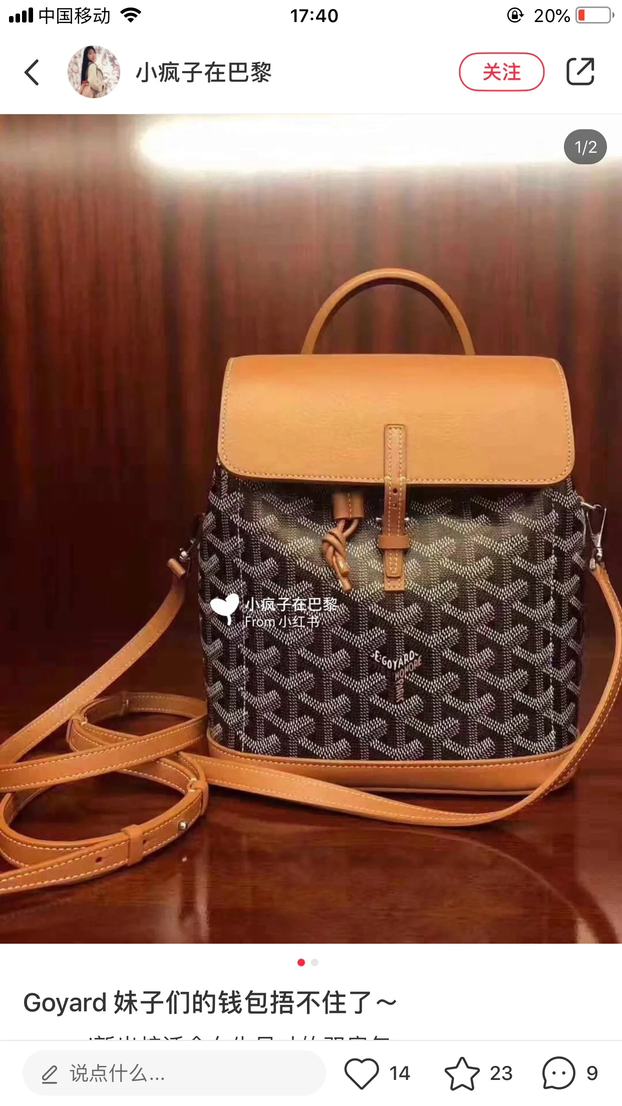 Мини-рюкзак Goyard с полукольцами — коричневый