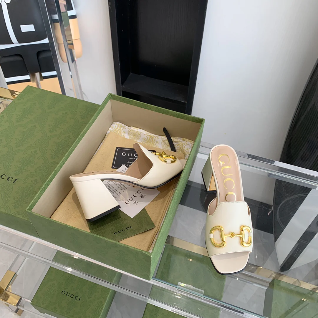 Босоножки Gucci с квадратным носком и низким каблуком - 1