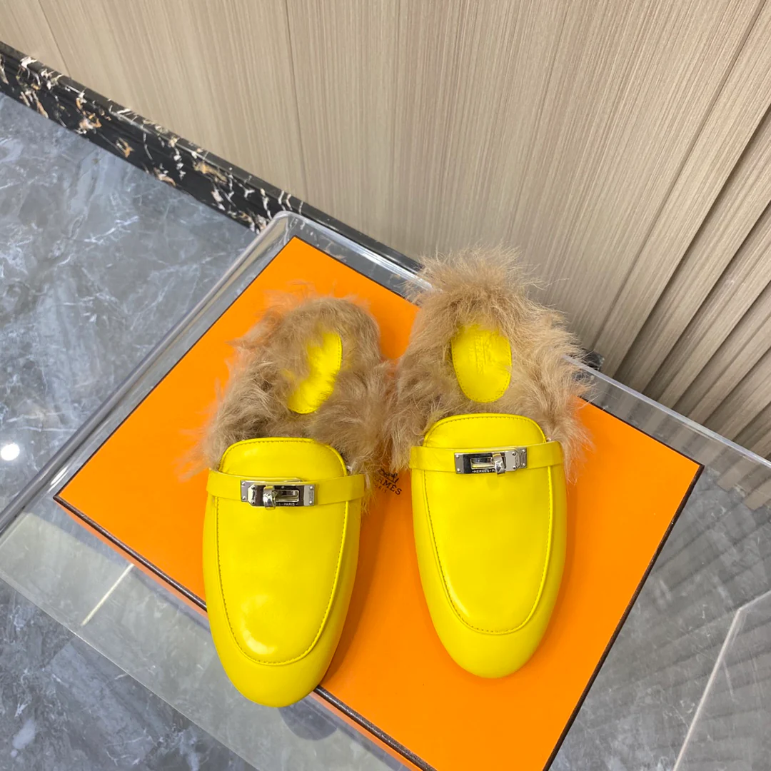 Классические лоферы Hermes - желтые