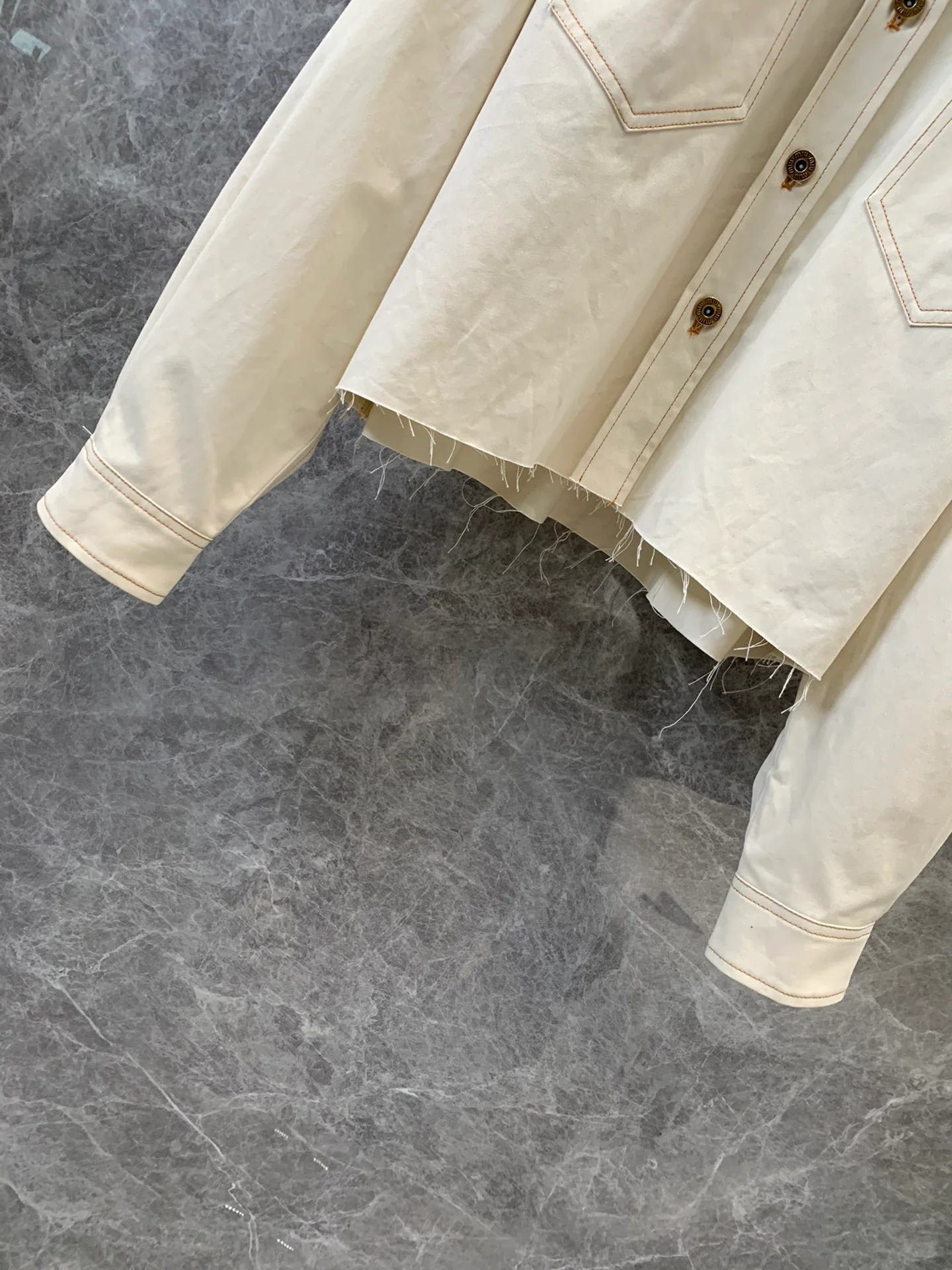 Укороченная однобортная джинсовая рубашка-куртка Miu Miu-2404